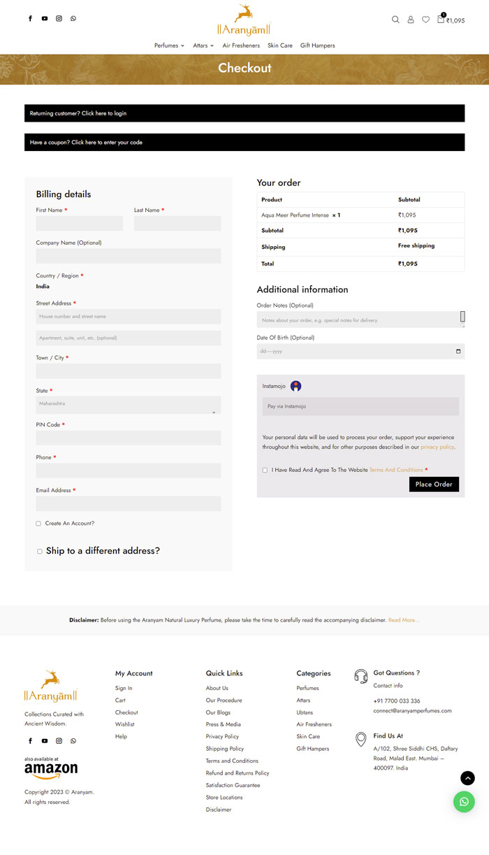 Aranyam Checkout Aranyam Checkout