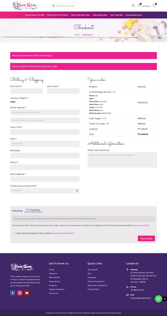 Party Sharty Checkout Party Sharty Checkout