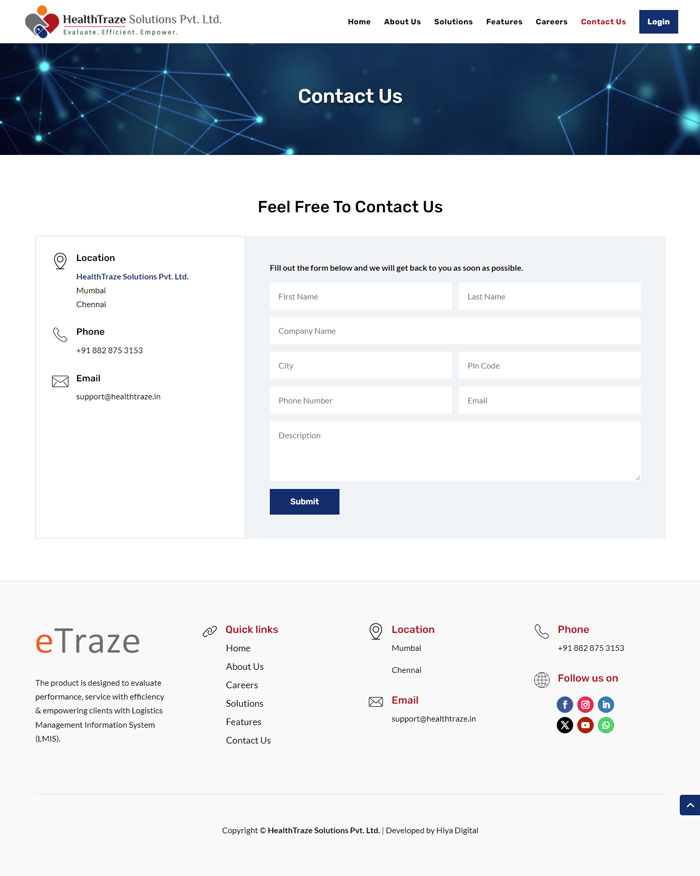 HealthTraze - Contact Us HealthTraze - Contact Us